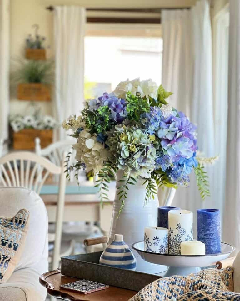Blue and White Pitcher