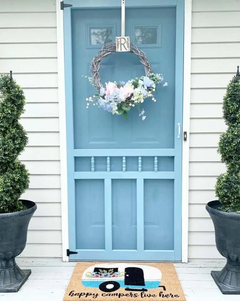 Blue Floral Door Wreath