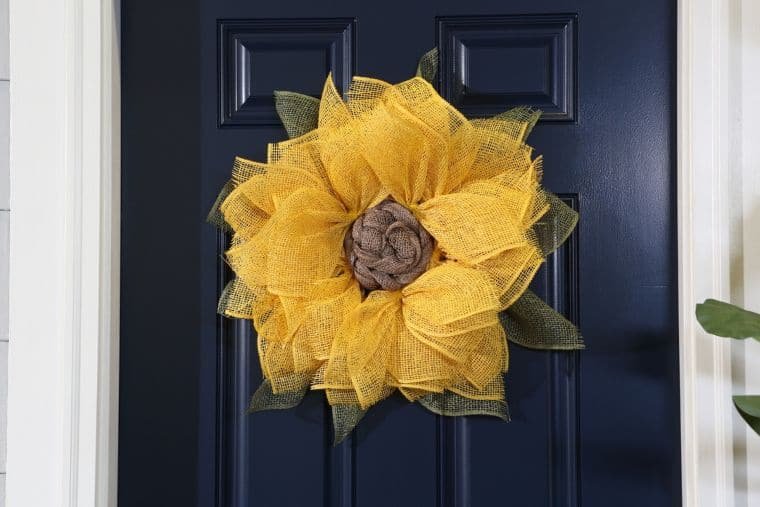 Burlap Sunflower Mesh Wreath