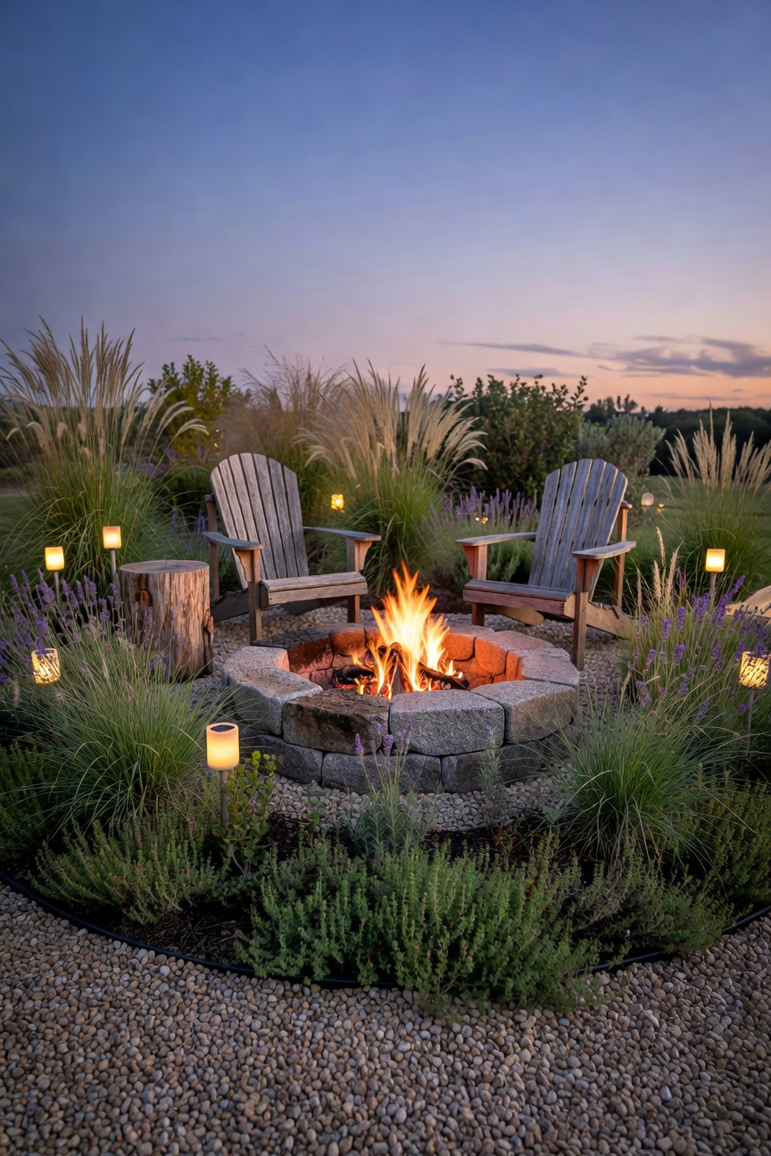 Fire Pit Surrounded by Greenery