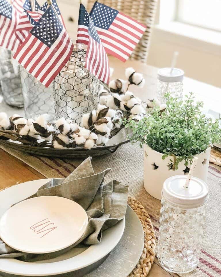 Flags in Glass Vases