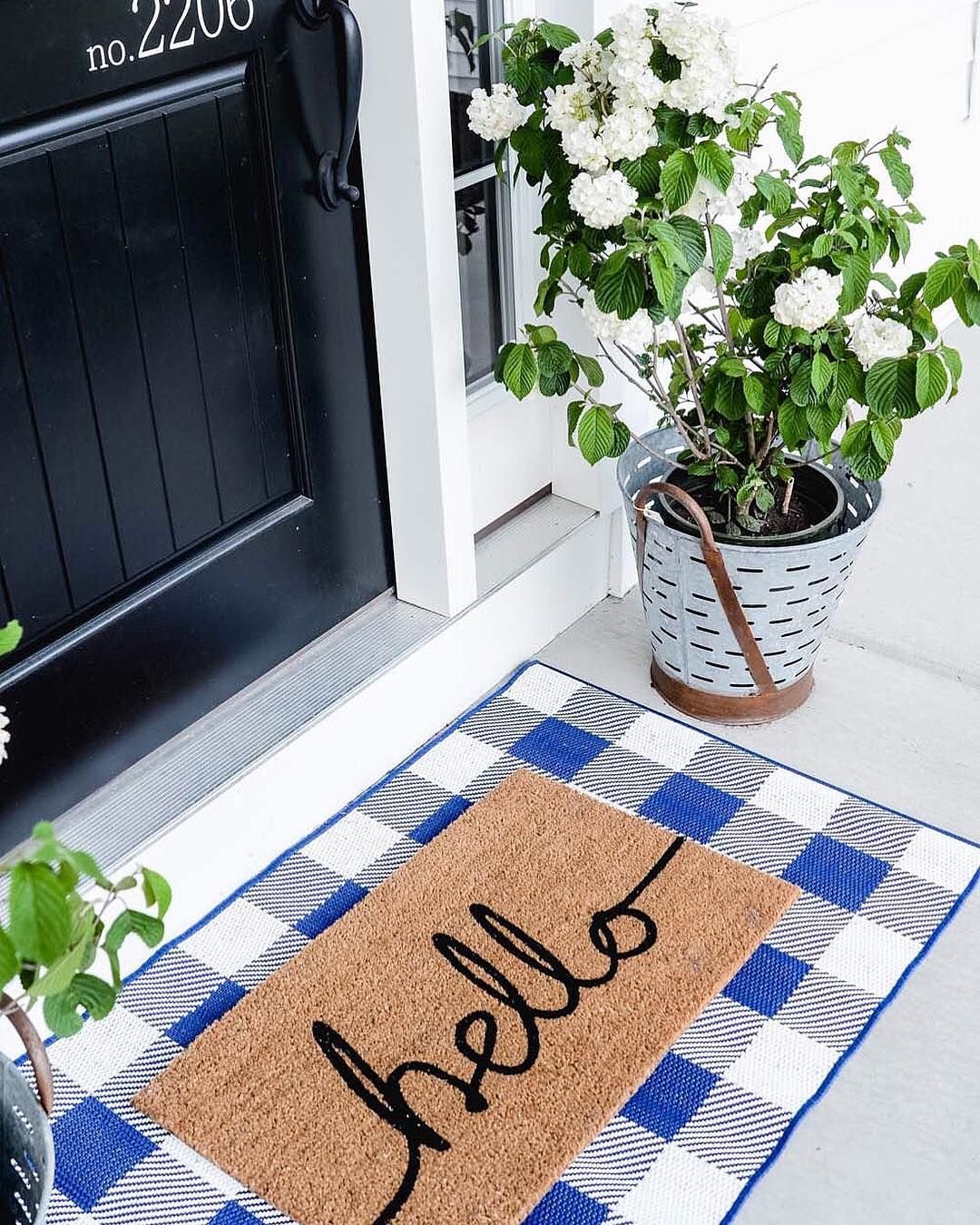 Gingham Border Welcome Mat
