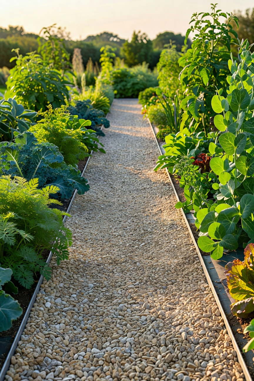 Gravel Pathways Between Garden Beds