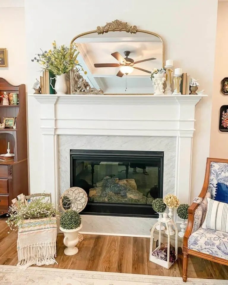 Gray Marble Fireplace