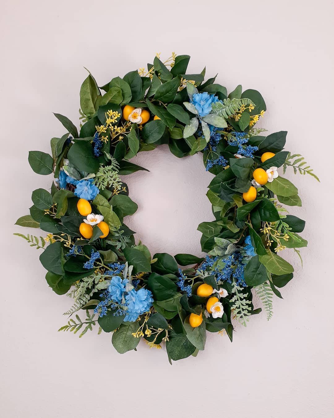Lemon Blue Floral Wreath