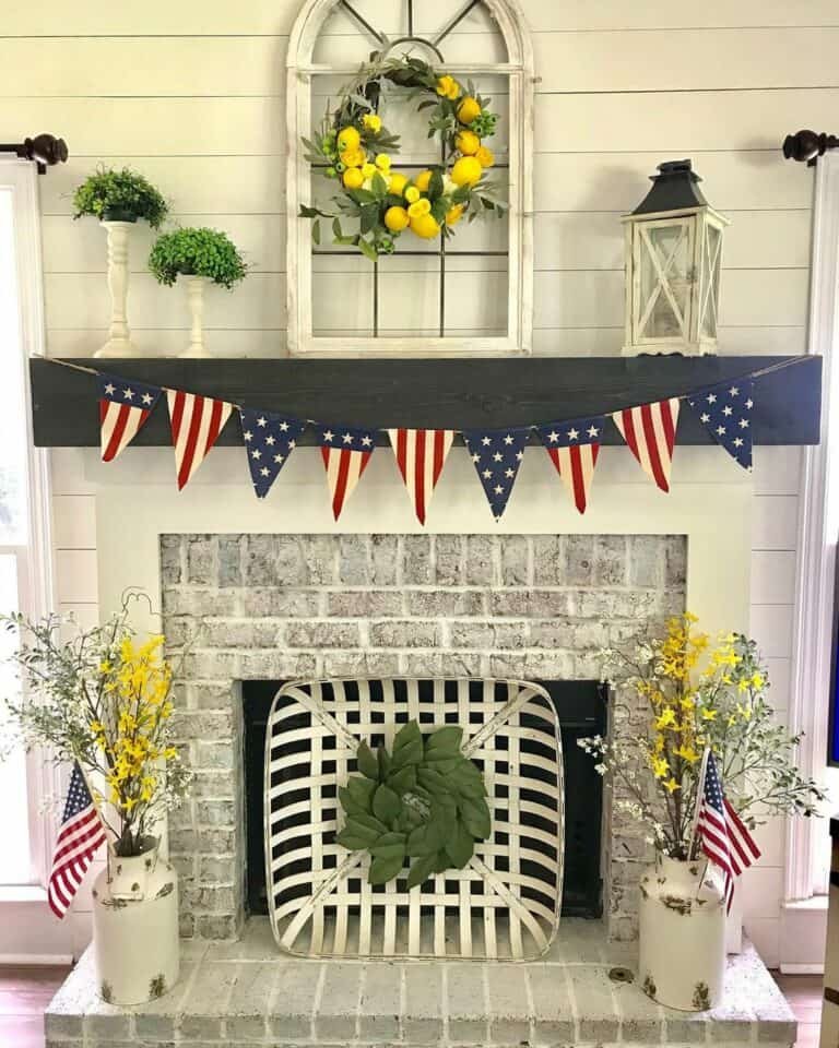 Limewash Brick Mantel