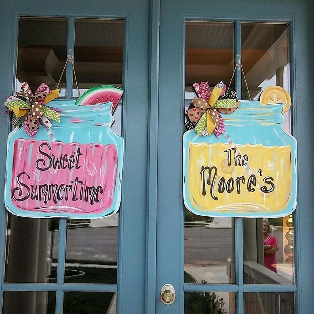 Painted Jam Jar Door Decor