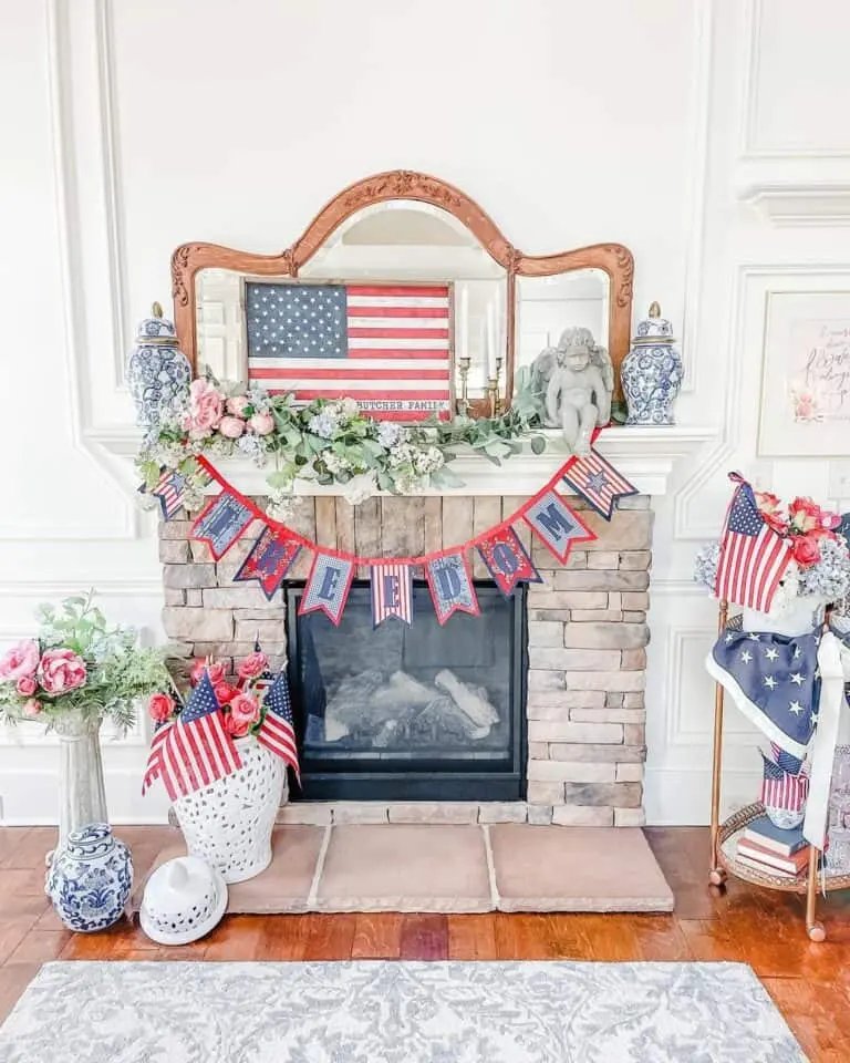 Patriotic Stone Mantel
