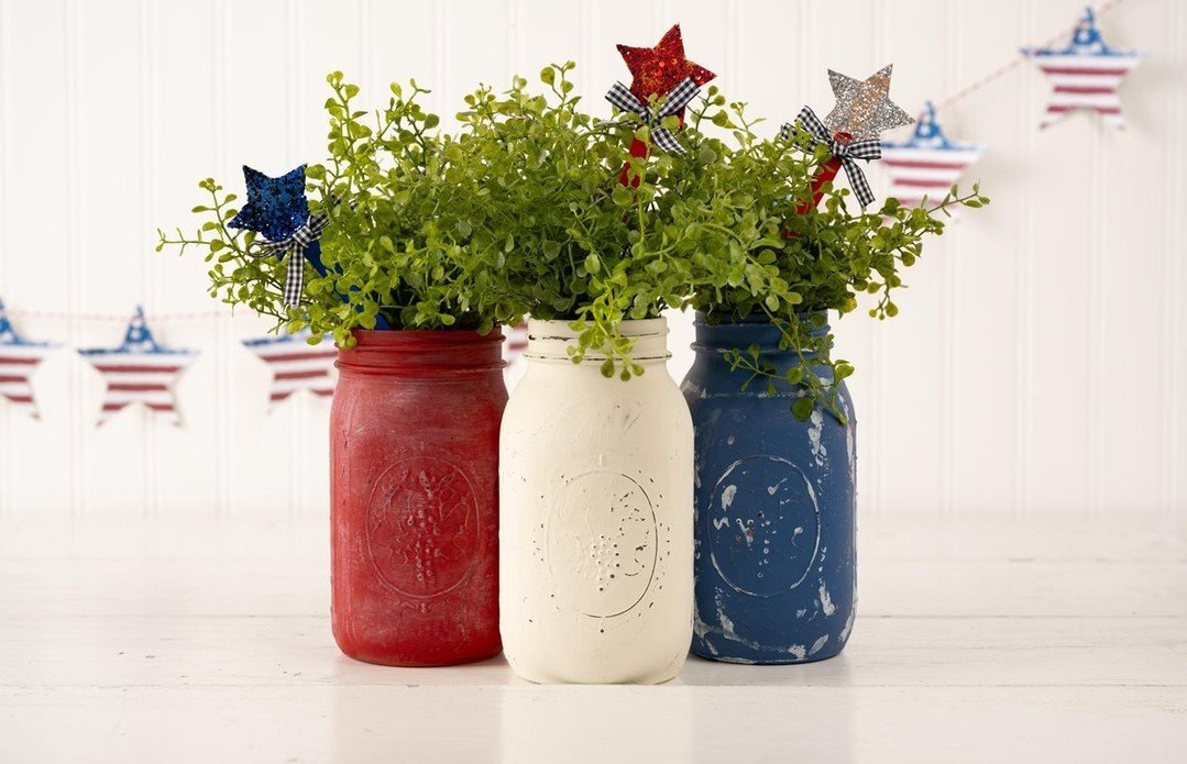 Red White Blue Mason Jars