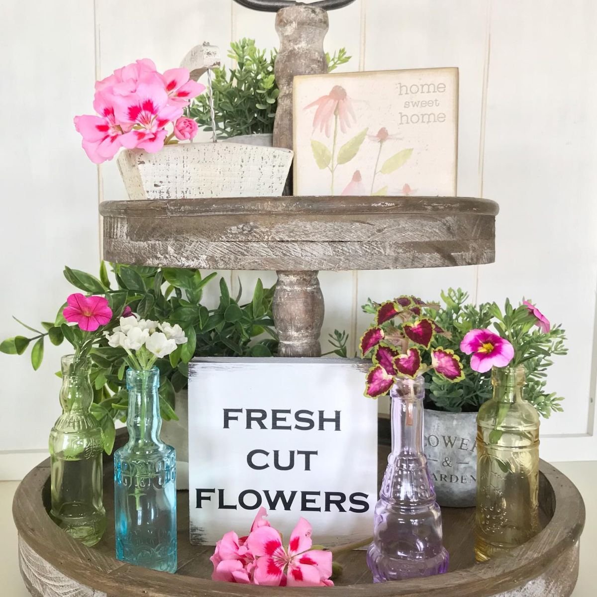 Rustic Tiered Flower Stand