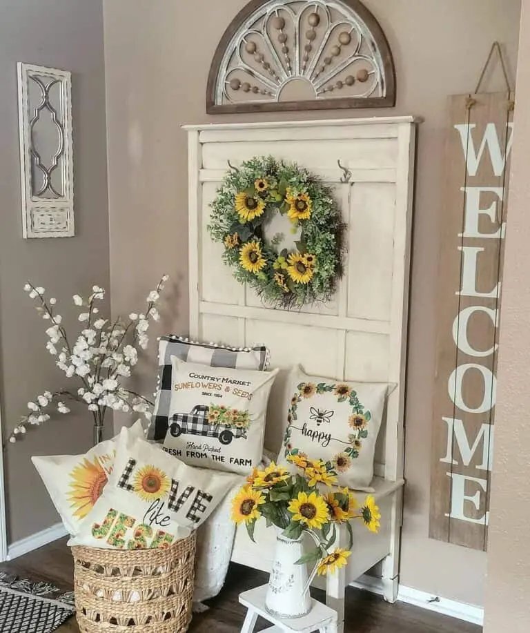 Sunflowers and White Pillows