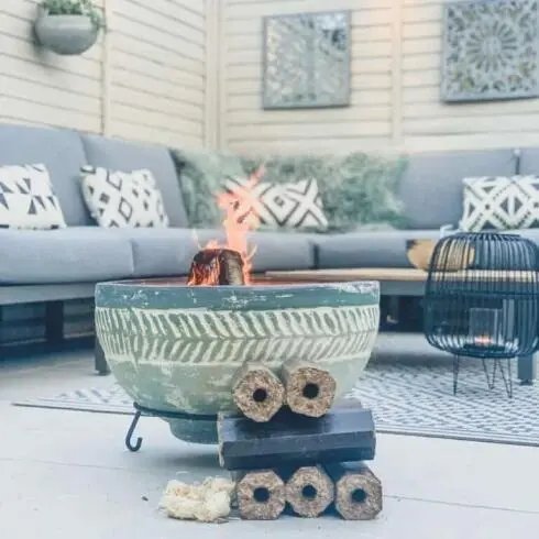 Teal Ceramic Fire Pit