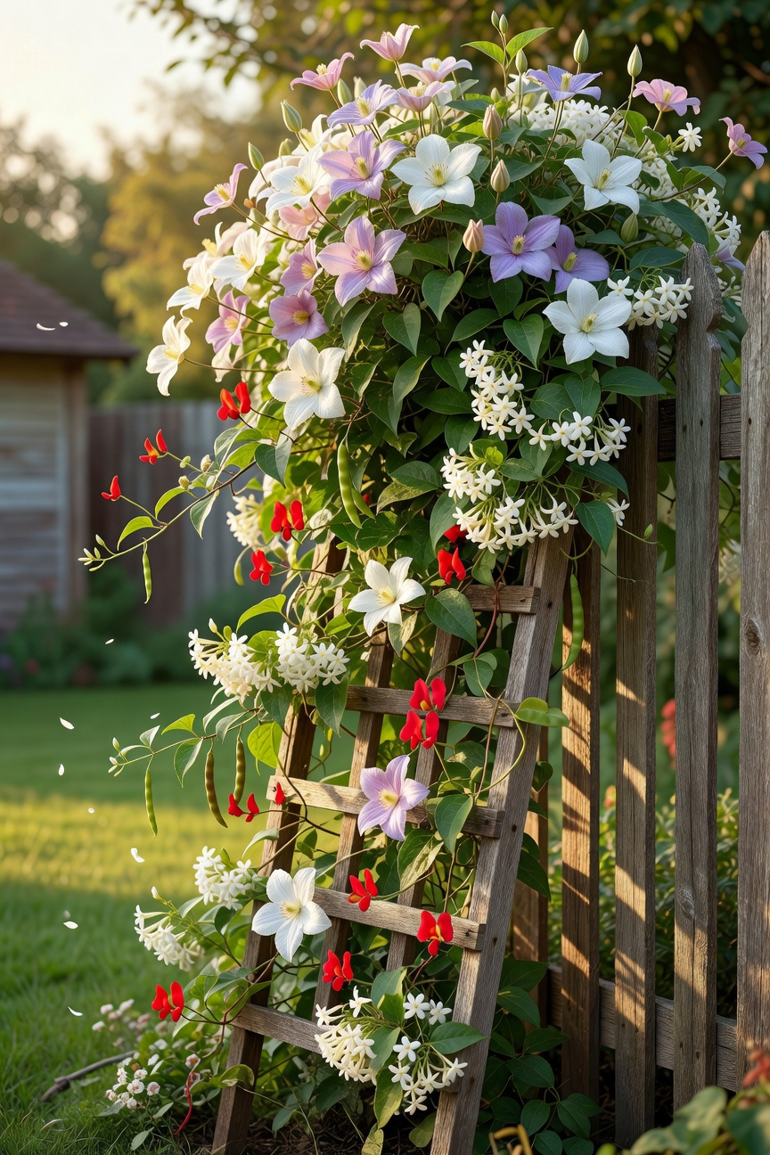 Vertical Trellis with Climbing Vines