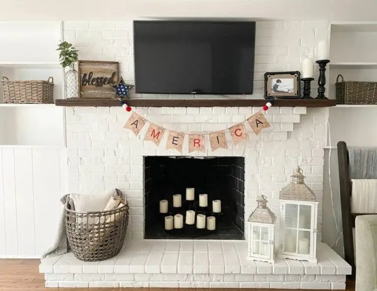 White Brick Fireplace Mantel