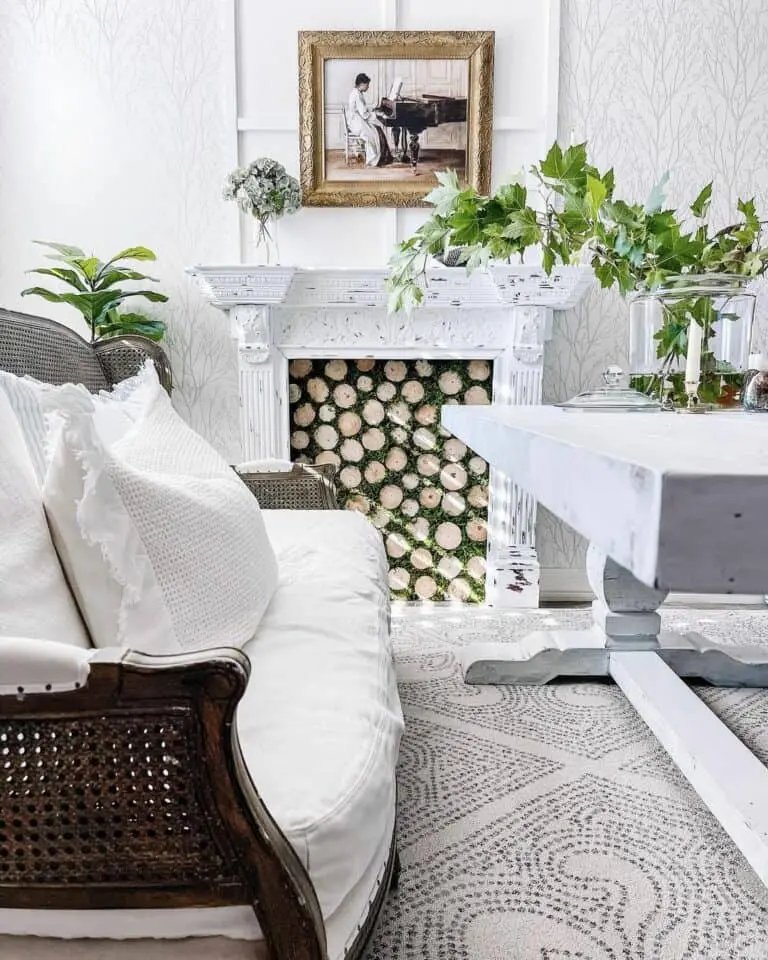 White Faux Fireplace