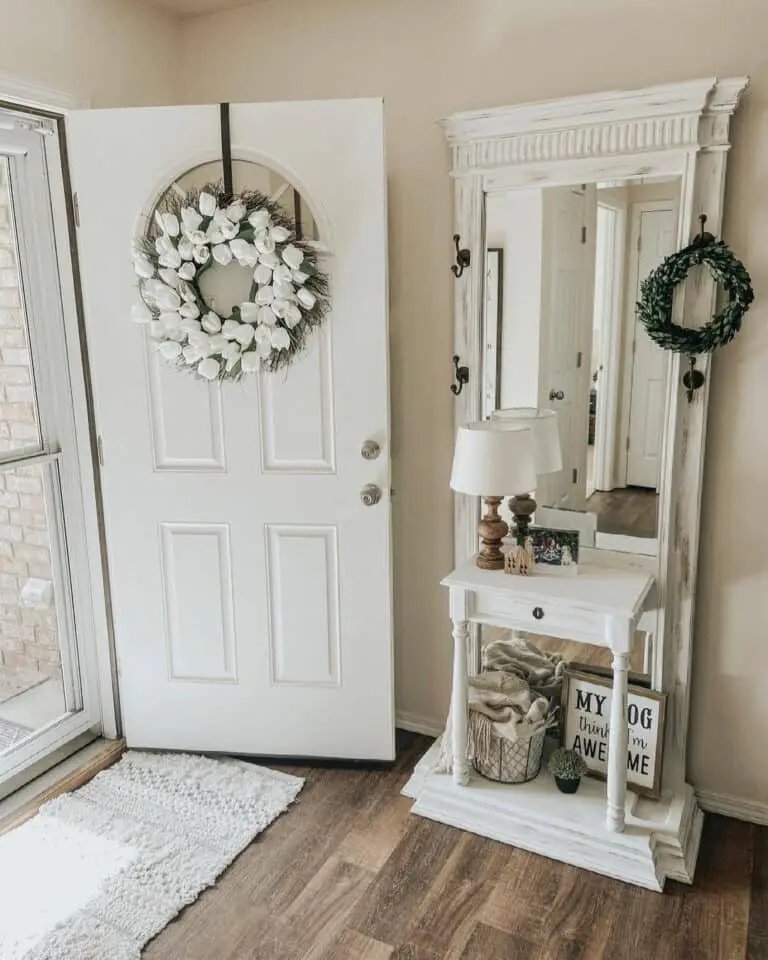White Floral Front Door