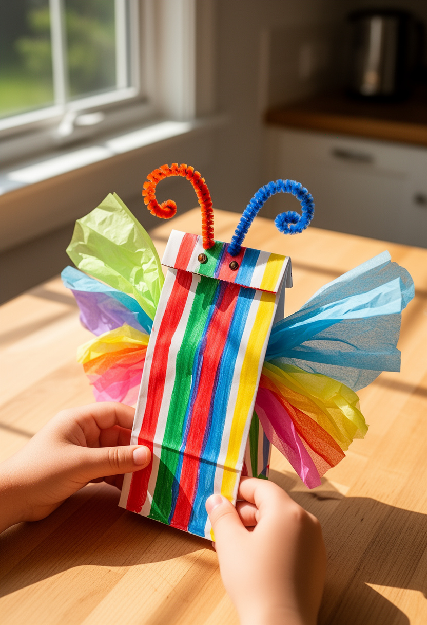 Paper Bag Butterfly Puppets