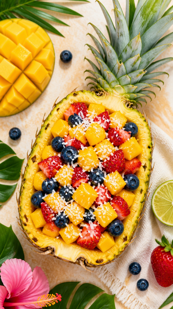 Pineapple Boat Fruit Salad
