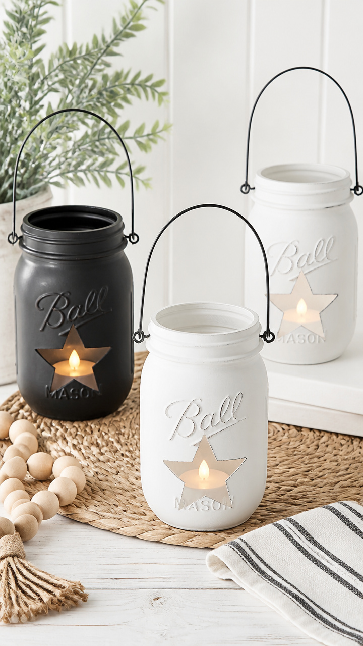 Painted Mason Jar Lanterns