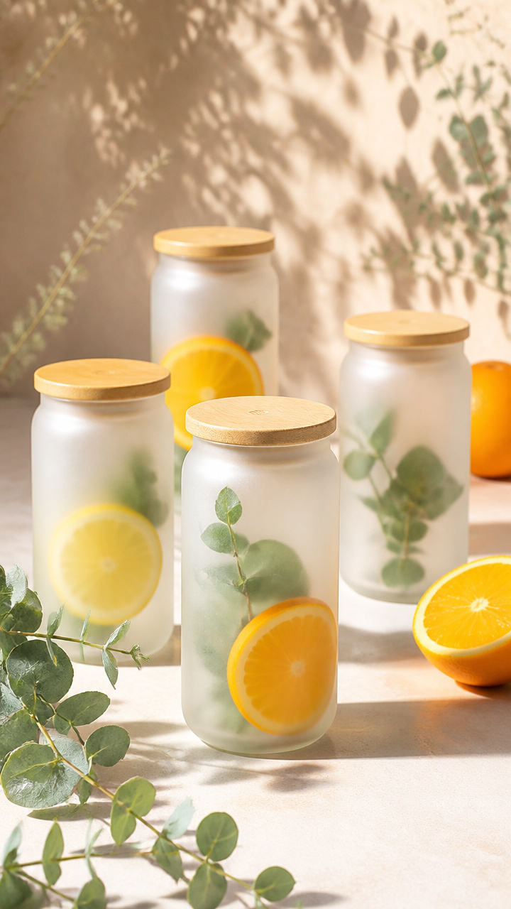 Frosted Glass Beverage Jars