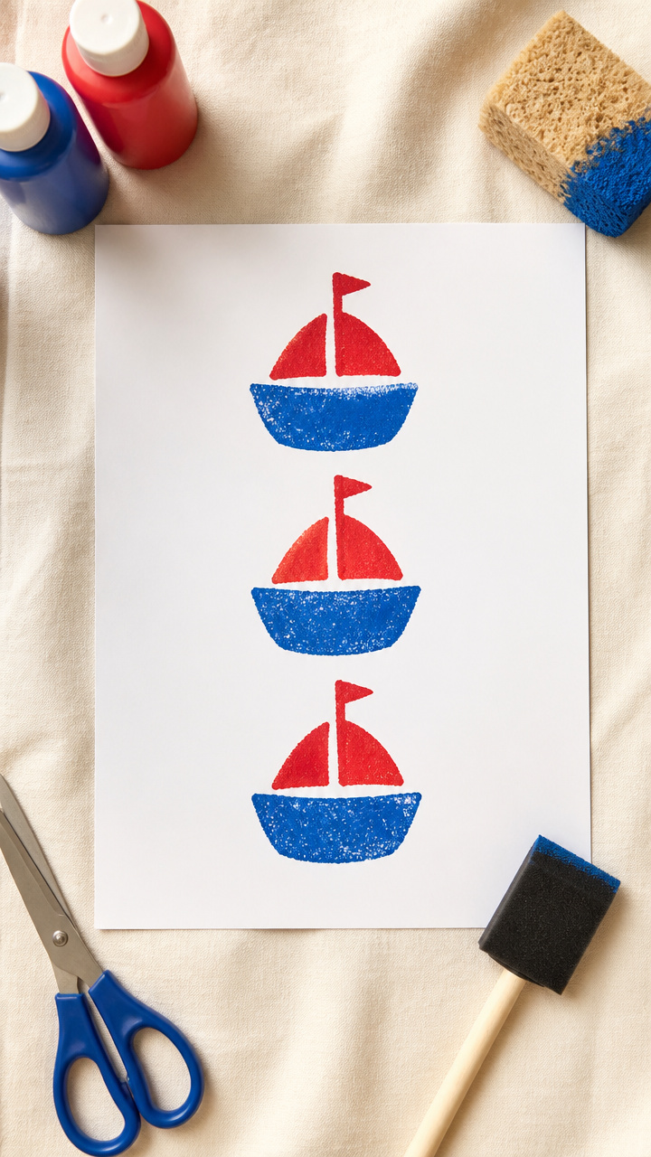 Sponge Stamp Boats