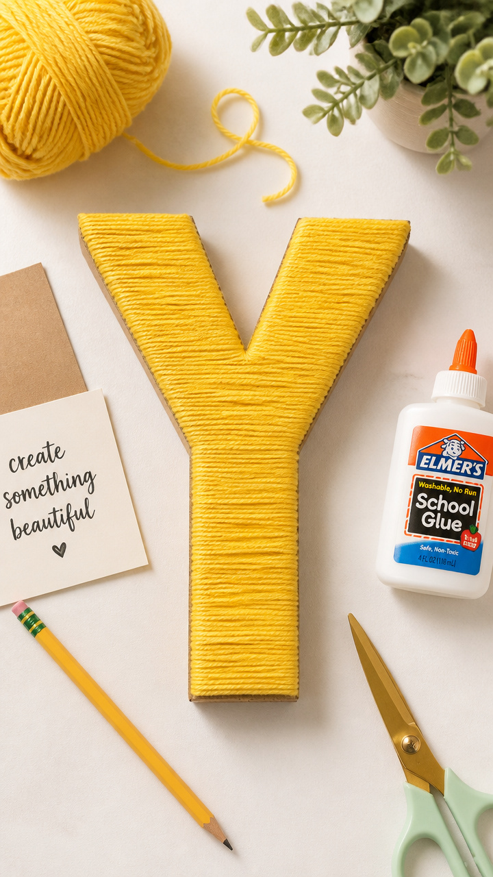 Yarn-Wrapped Cardboard Y