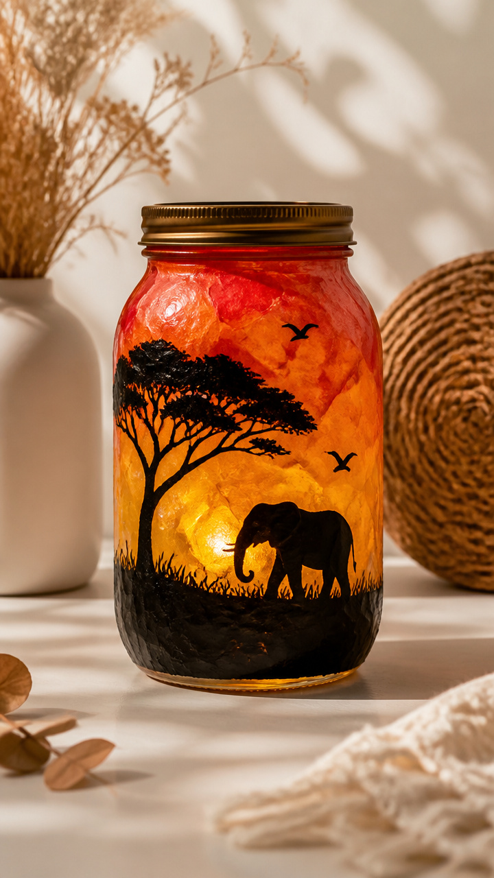 Sunset Silhouette Jars