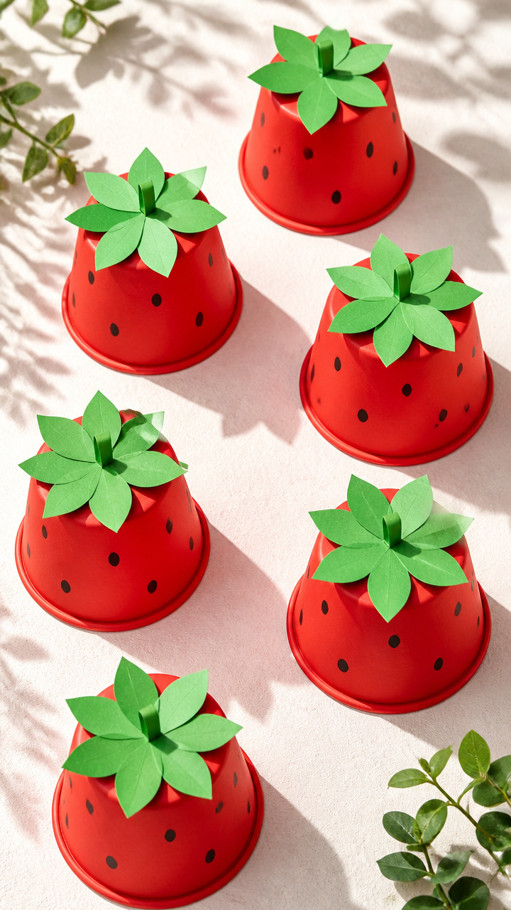 Strawberry Paper Cup Hats