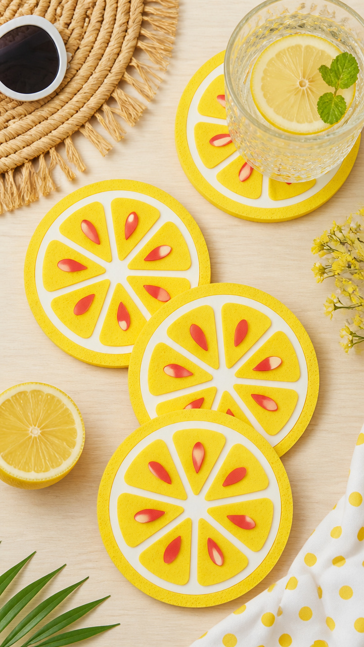 Lemon Slice Drink Coasters