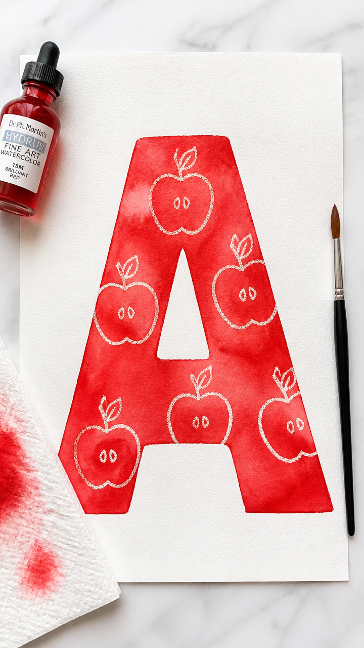 Apple Crayon Resist Drawing