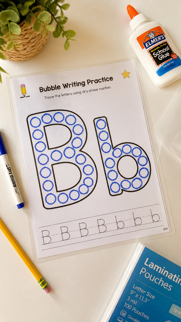 Bubble Writing Practice Sheet