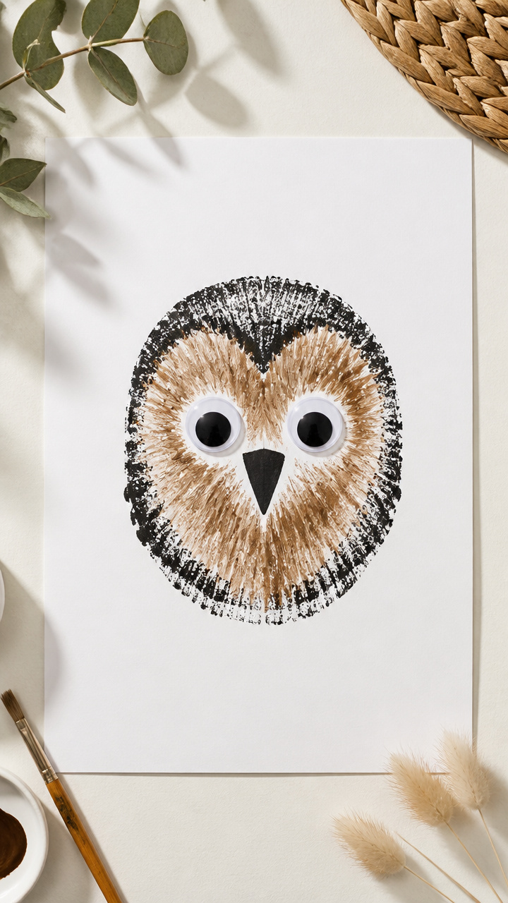 Owl Face Stamp Art