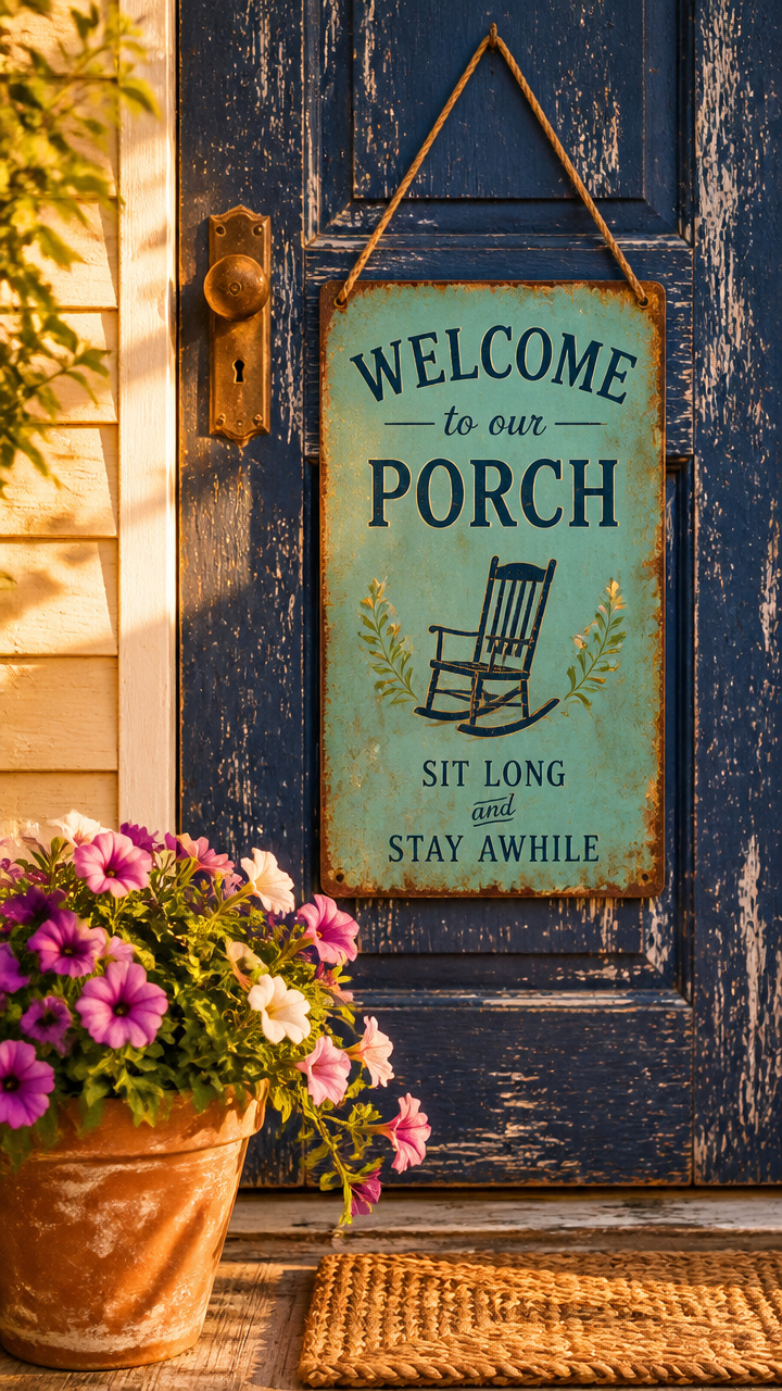 Vintage-Inspired Metal Sign with Summer Quote