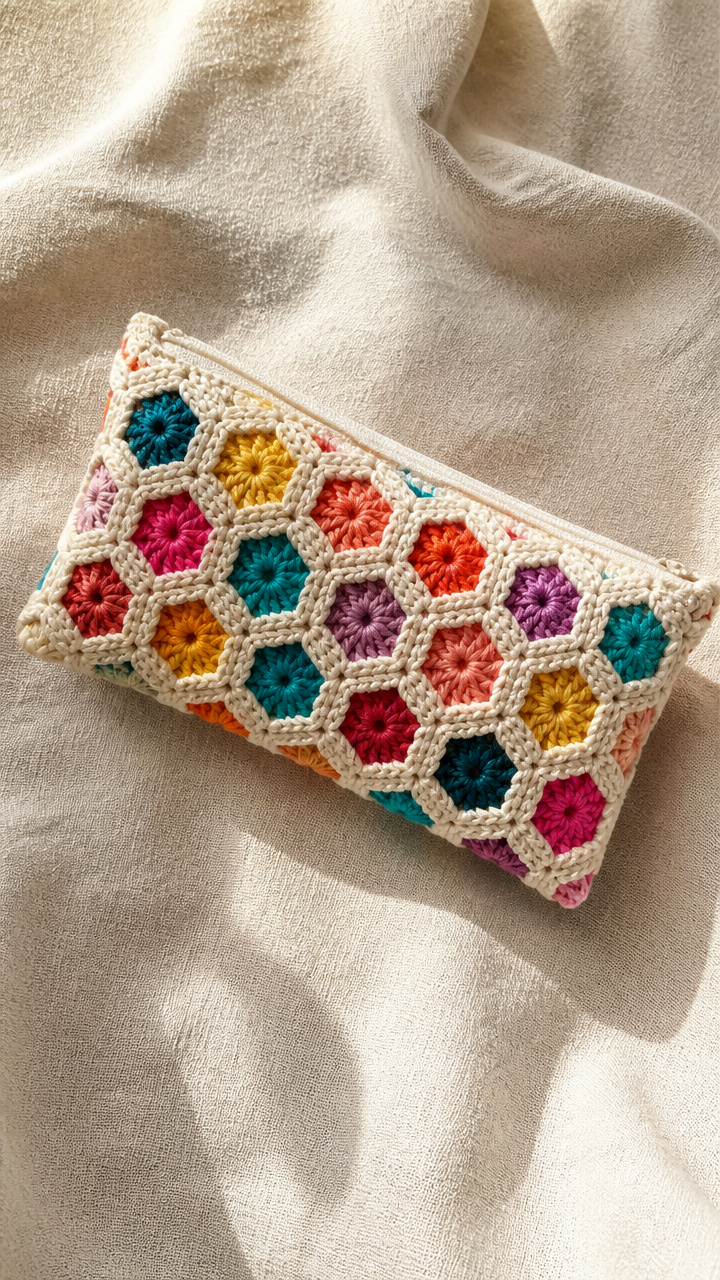 Hexagon Mesh Pouch crochet pattern