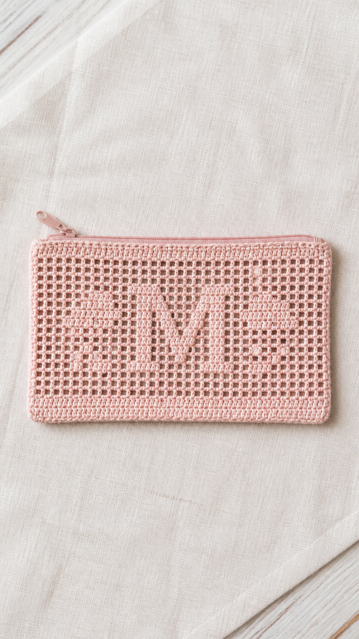 Filet Grid Mini Case crochet pattern