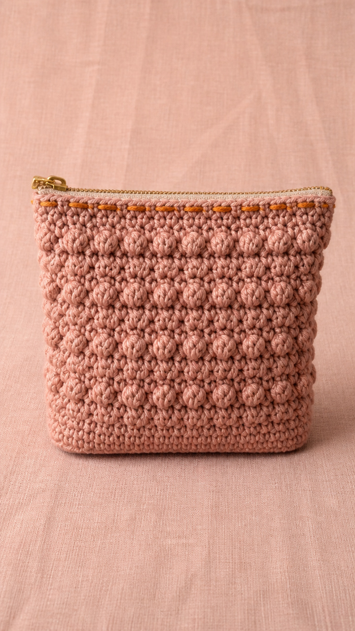 Bobbles in a Row Pouch crochet pattern
