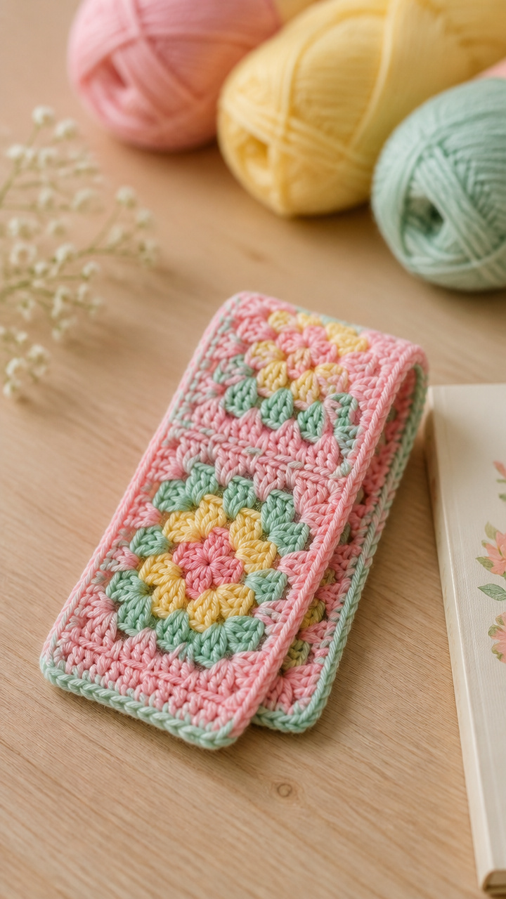 Mini Granny Square Bookmark crochet pattern