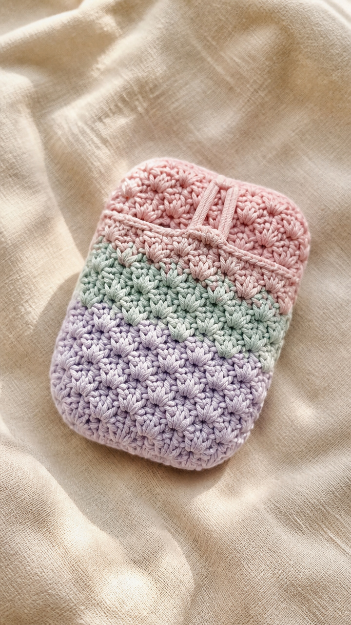 Cluster Stitch Headphone Cover crochet pattern