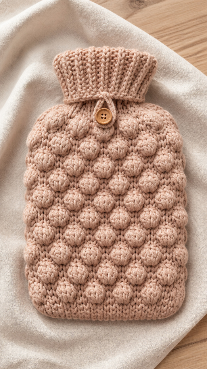 Bobble Stitch Hot Water Bottle Cover crochet pattern