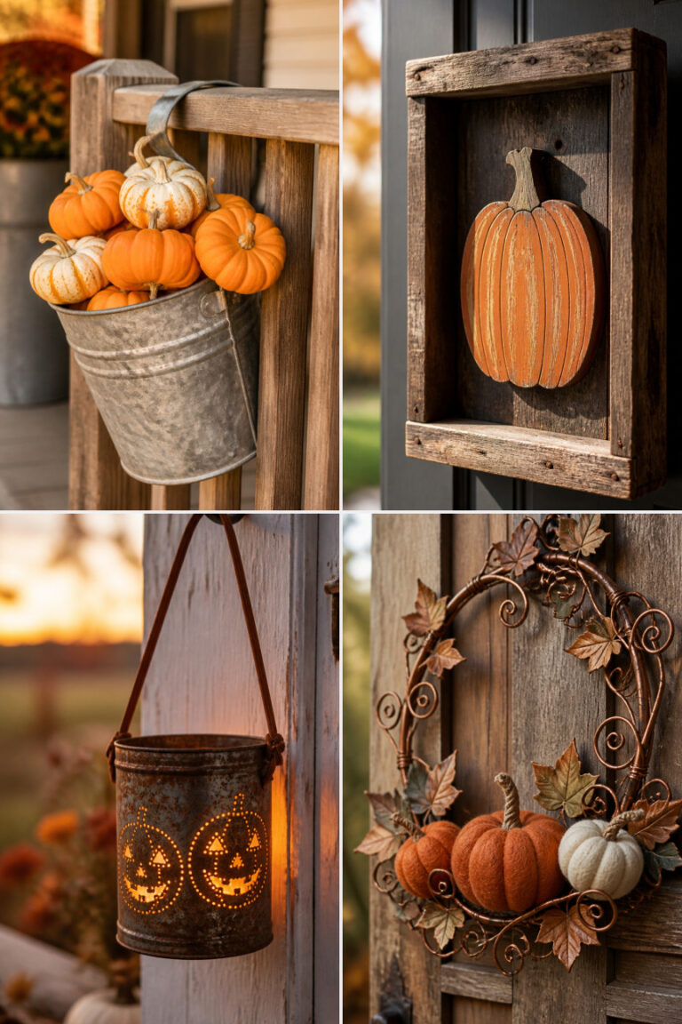 18 Rustic Pumpkin Door Hanger Ideas for Farmhouse Decor