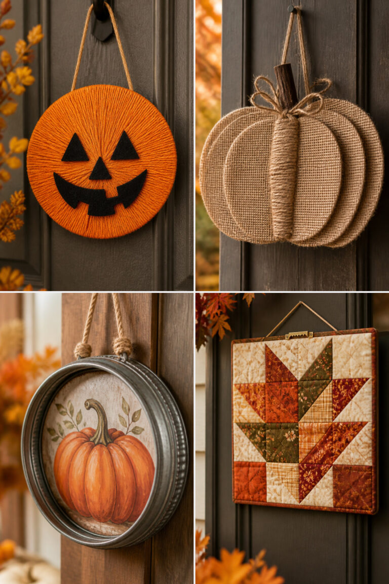25 DIY Pumpkin Door Hanger Ideas for Fall
