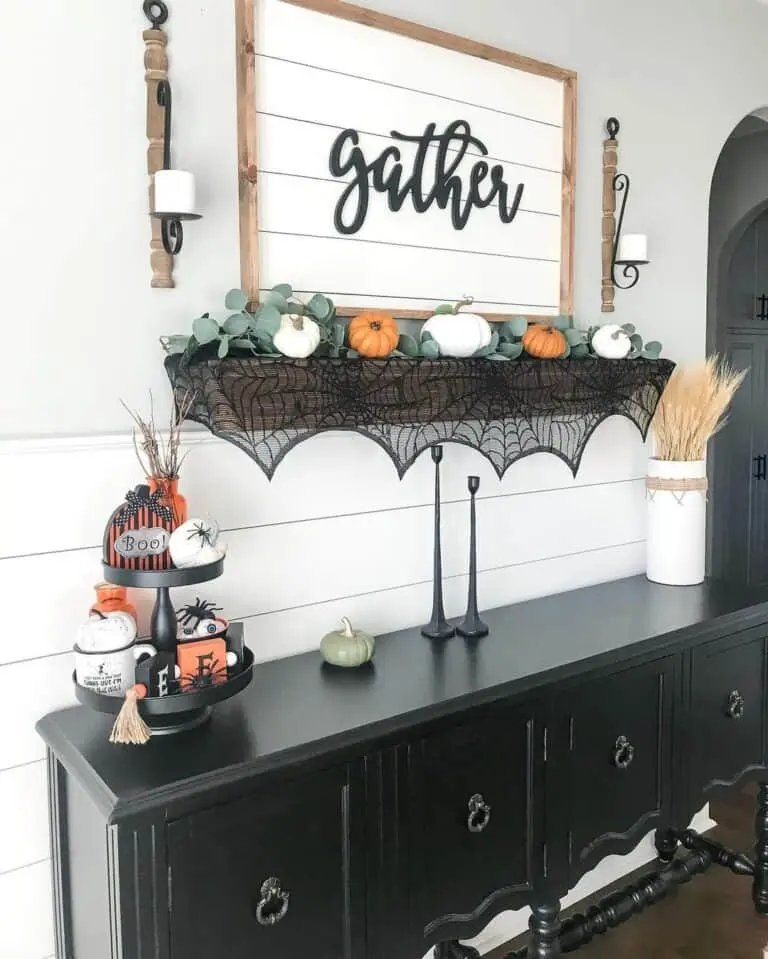 Black Console Table with Fall Tray
