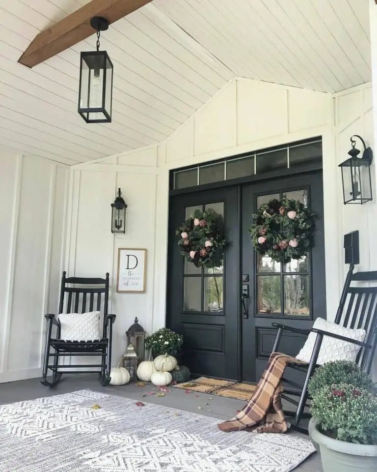 Black door evergreen wreath
