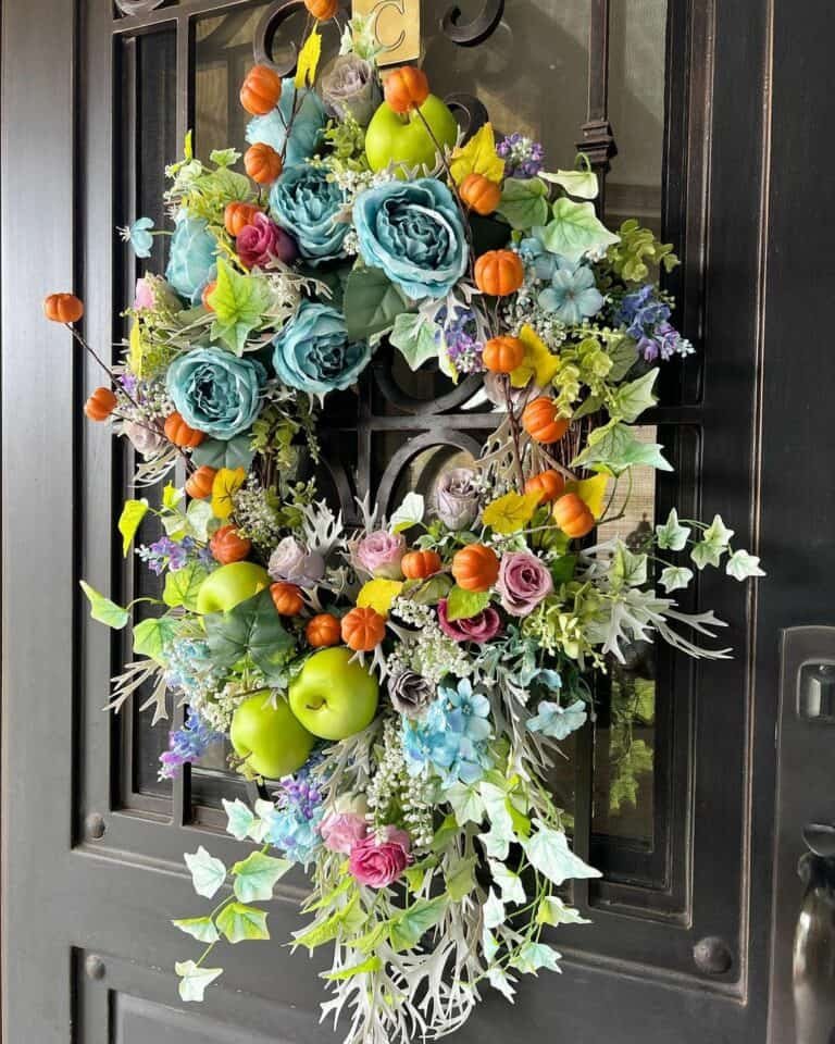 Black Door with Autumn Wreath