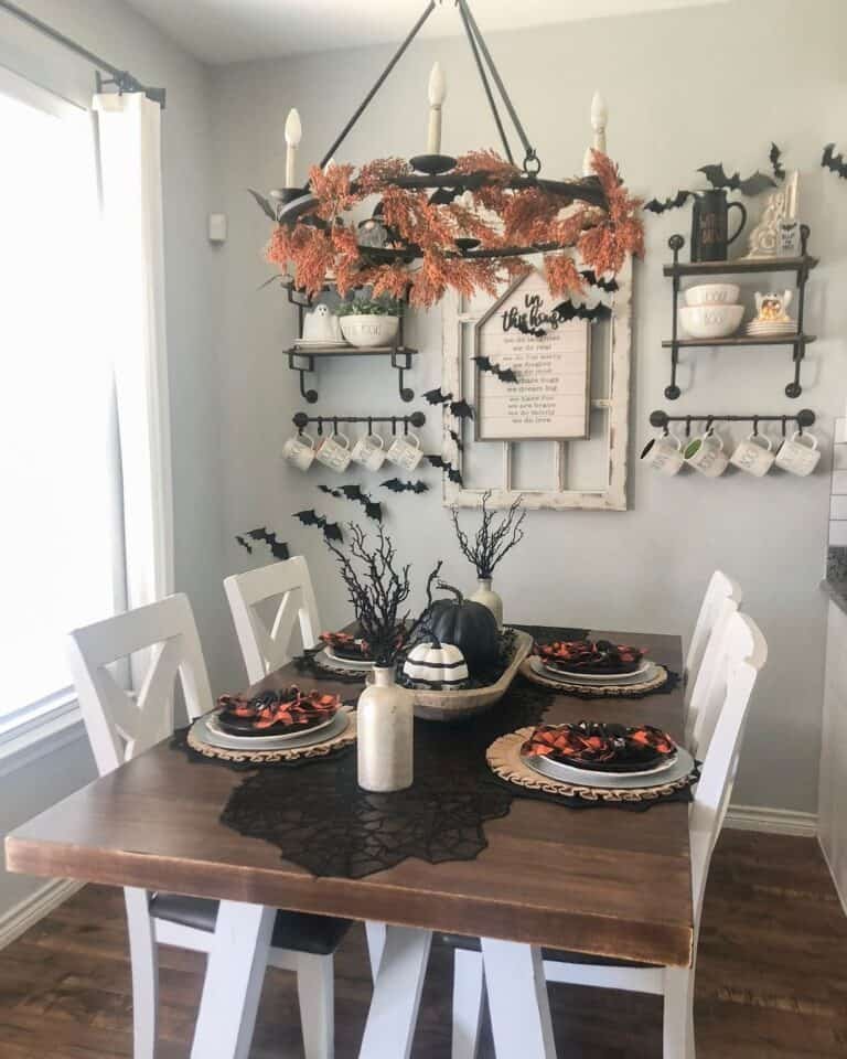 Black lace, white pumpkins