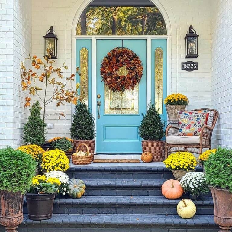 Blue Door with Fall Accents