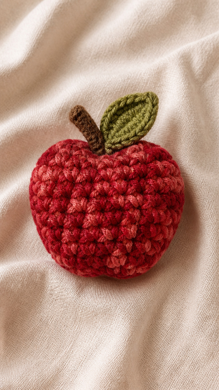 Bobble Apple Charm crochet pattern