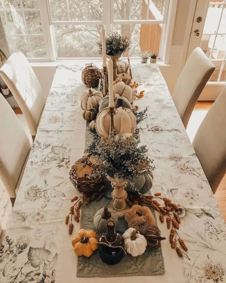 Botanical Table with Pumpkins