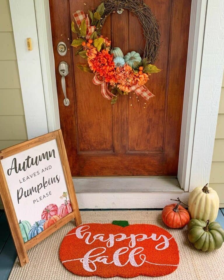 Brown wreath with orange flowers