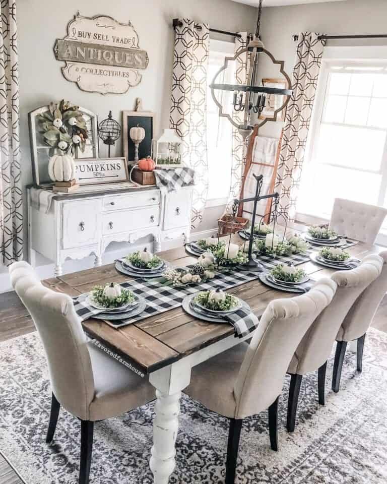 Buffalo Plaid and White Pumpkins